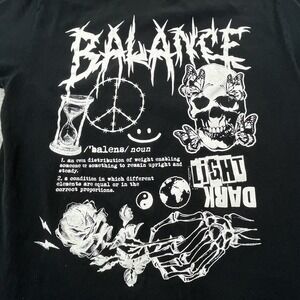DOM Sz M Balance Light Dark Short Sleeve Tee Skull Rose Graphic Print Whimsigoth